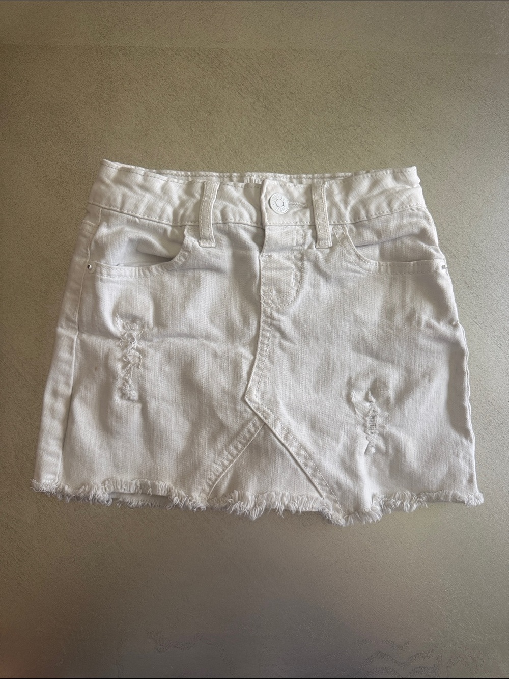 Justice White Girls' Denim Skirt with Frayed Hem
